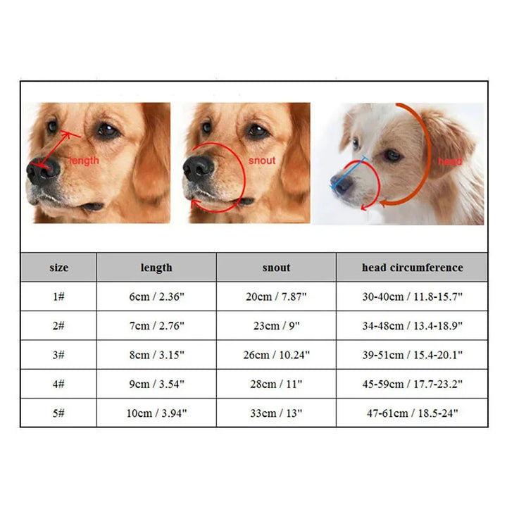 Flexible silicone dog muzzle accessory for humane use, ensuring pet comfort & safety.