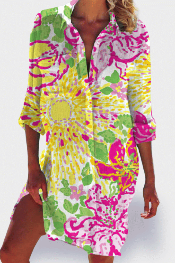 Comfortable relaxed fit women's midi dress, perfect for everyday wear & effortless style in spring/summer.
