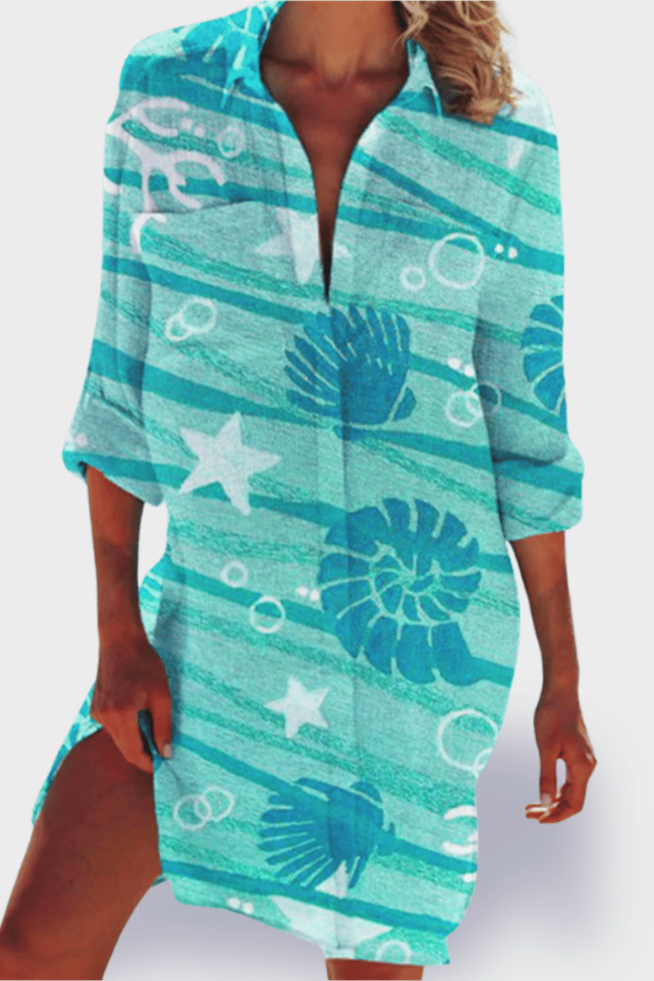 Stylish women's midi dress featuring a relaxed, comfortable fit. Great for casual everyday and spring fashion.