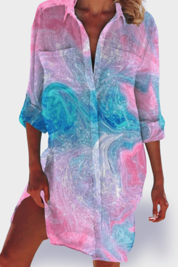 Easy-care, machine washable midi dress for women, offering a relaxed and comfortable fit for daily wear.