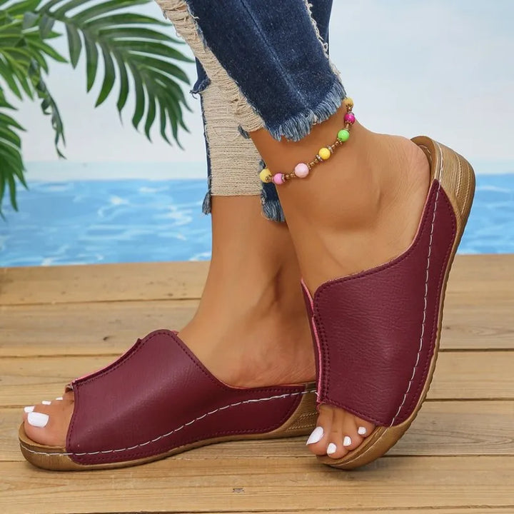 Fashionable women's summer wedge platform sandals, easy slip-on style for everyday comfort & versatility.