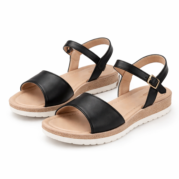 Women's comfortable wedge ankle strap sandals with adjustable buckle, ideal for casual summer footwear.