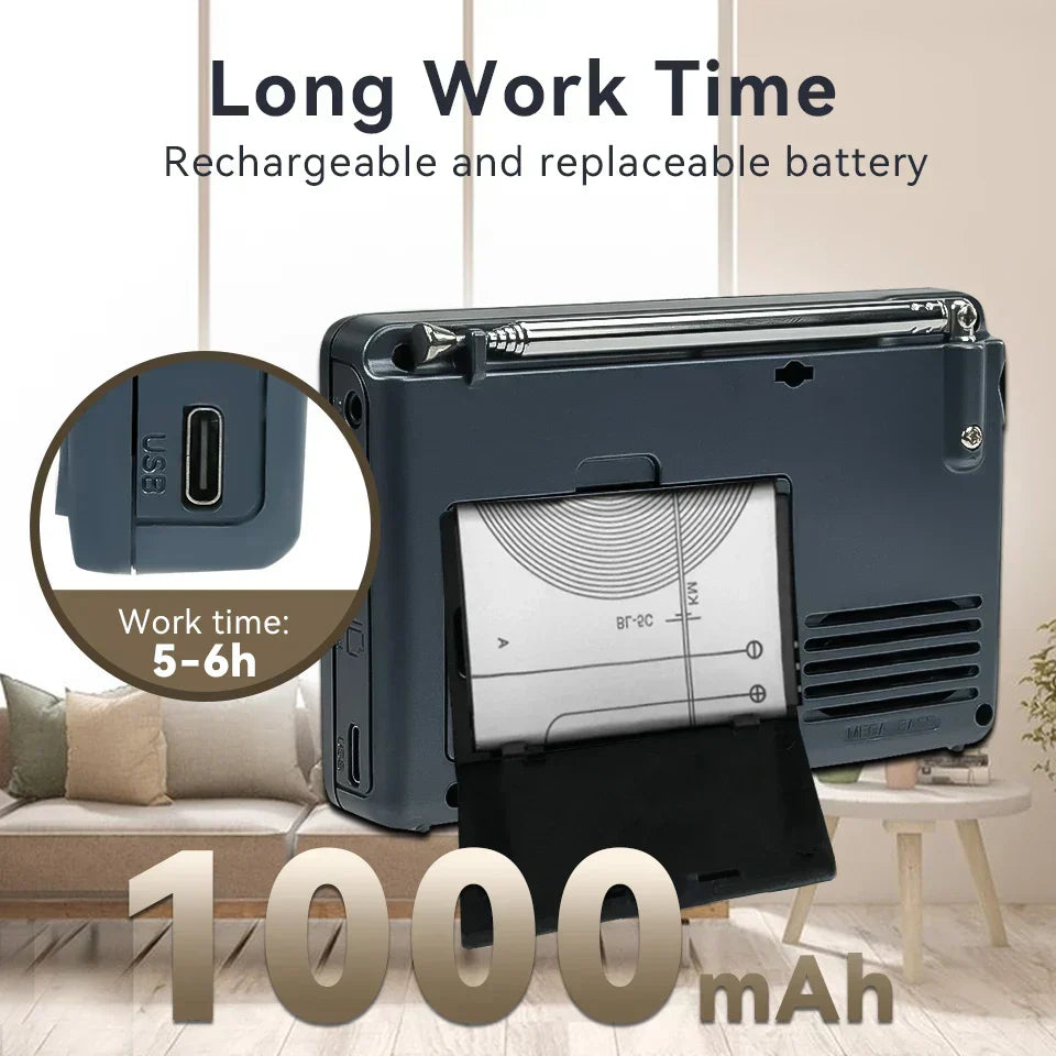 Sleek, compact EchoWave personal audio radio; digital AM/FM/SW for home or travel.