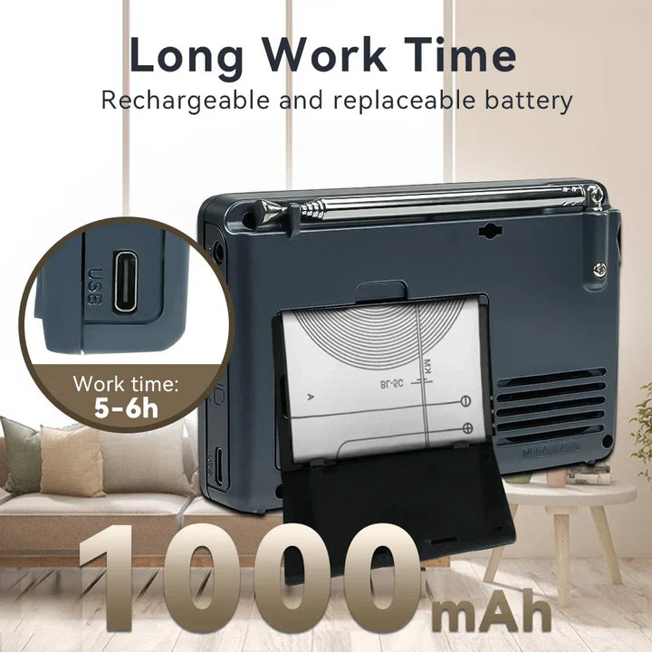 Sleek, compact EchoWave personal audio radio; digital AM/FM/SW for home or travel.
