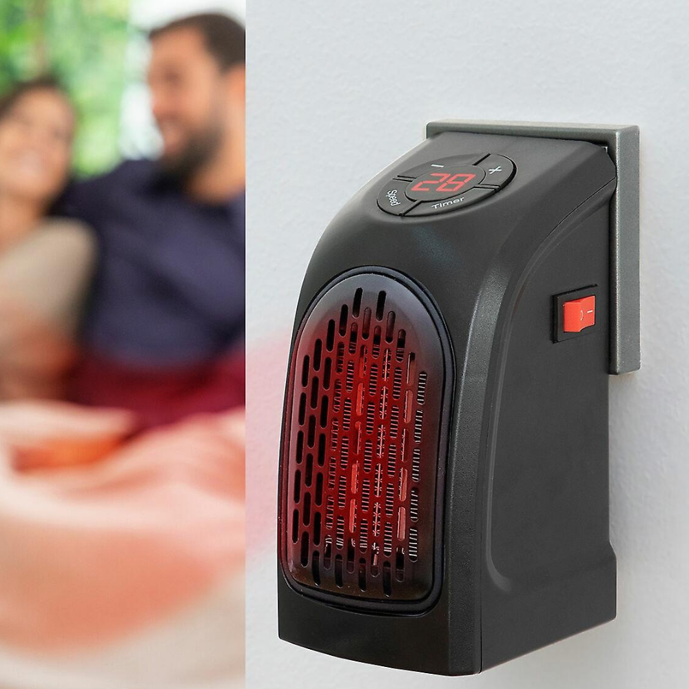 Portable plug-in space heater, ideal for small rooms & personal heating, energy-efficient ceramic fan heater.