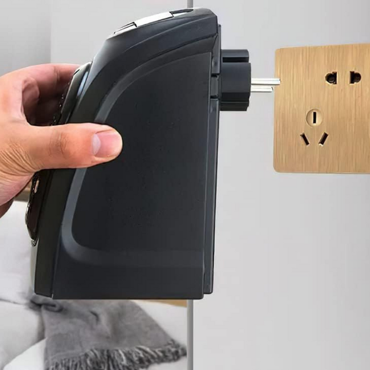 Mini portable fan heater, plug-in design, perfect for desk or small area heating, instant personal warmth.