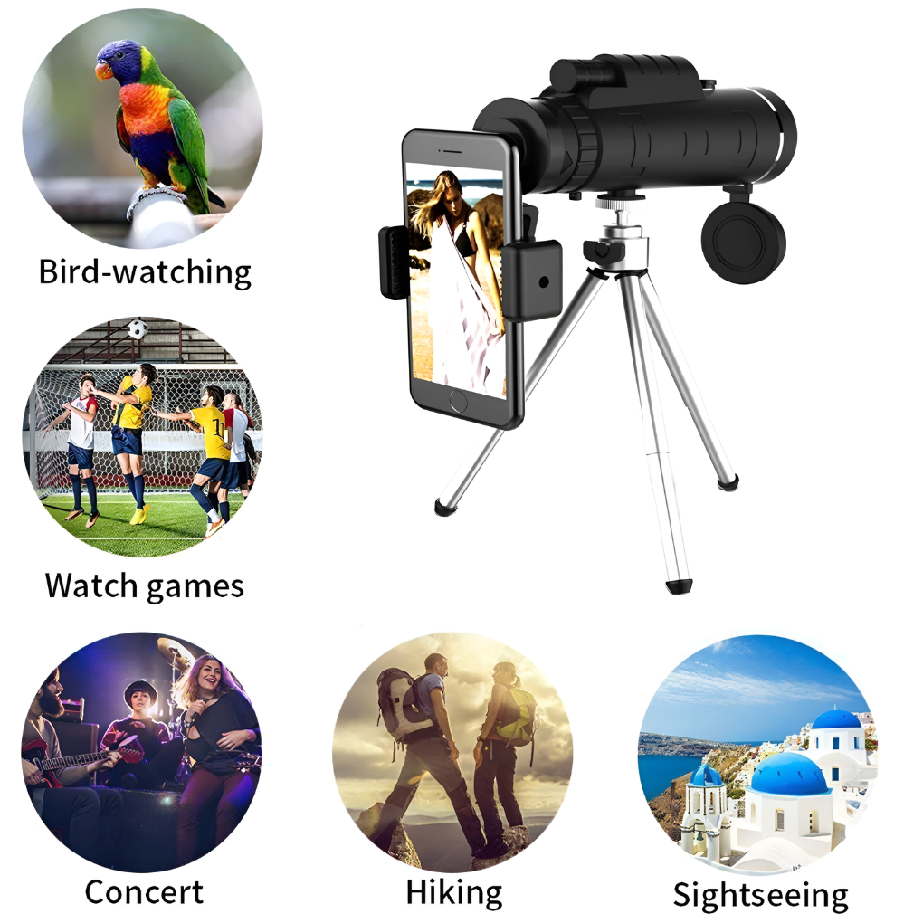 Durable compact HD monocular telescope. Perfect for nature viewing, outdoor adventures & travel photography.