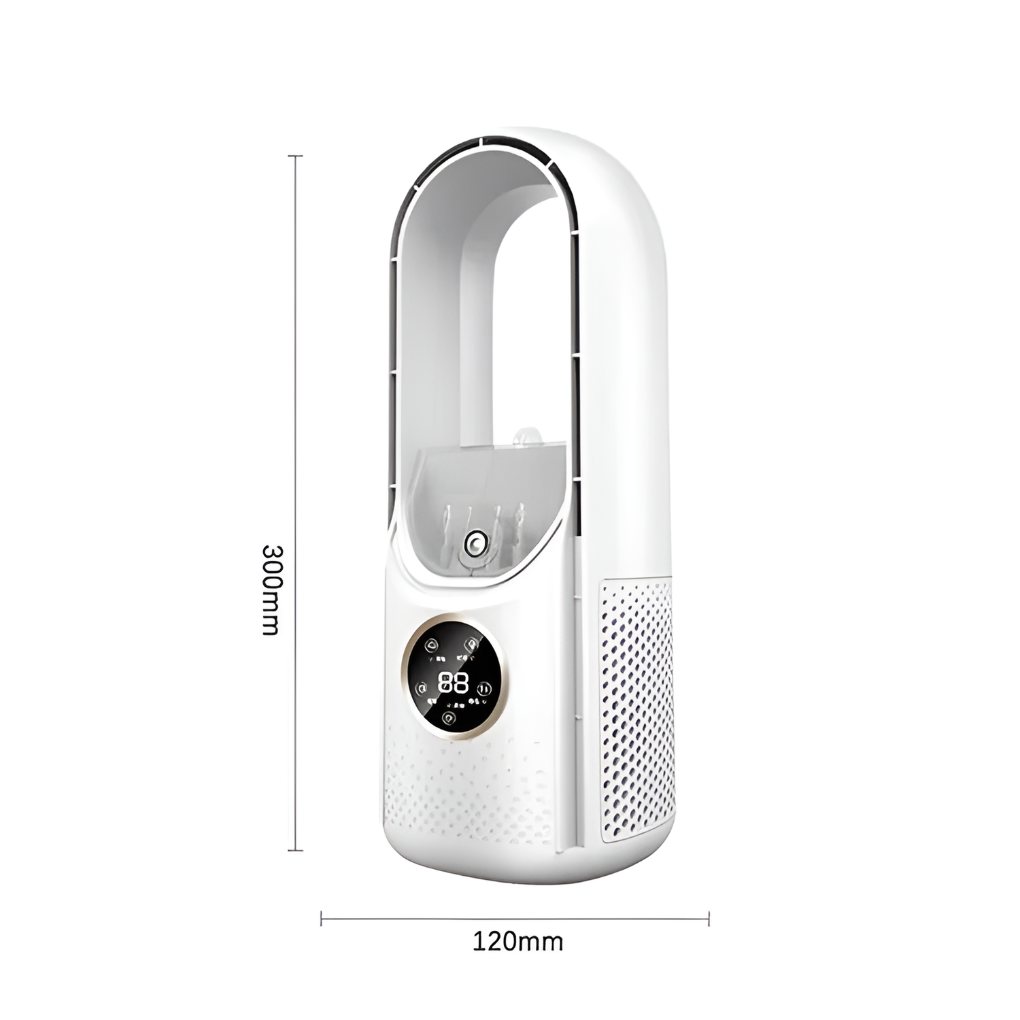 Quiet portable bladeless air circulator fan, a personal cooler ideal for desk, home, or office comfort.