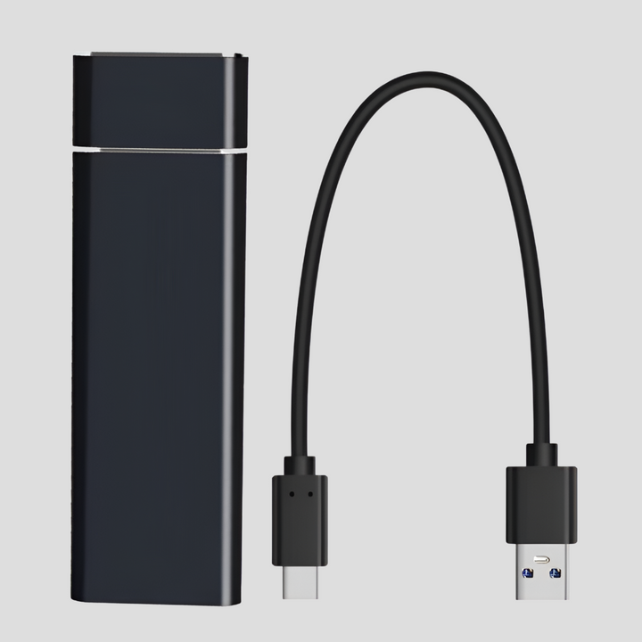 Compact portable SSD drive for secure external data storage & backup. Slim design, ideal for digital media.