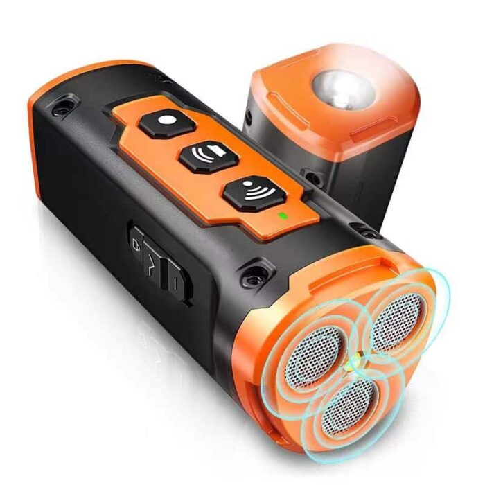 Compact ultrasonic dog bark deterrent with dual sonar technology, ergonomic design, and user-friendly controls for effective 