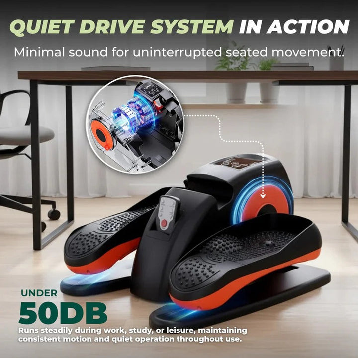 Ergonomic under desk exercise equipment for improved circulation & leg strength. Perfect for desk work.