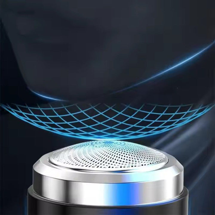 "Compact waterproof electric shaver for men, featuring ergonomic design, LED display, and versatile charging options."