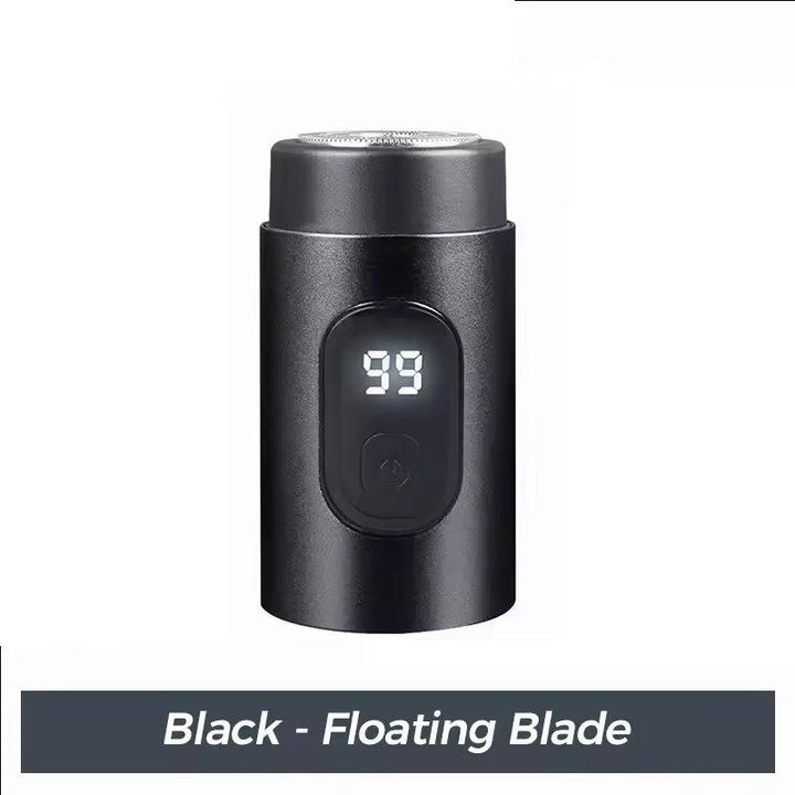 "Compact waterproof electric shaver for men, featuring ergonomic design, LED display, and versatile charging options."