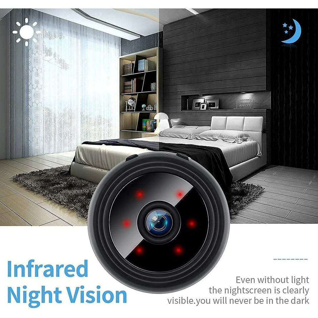 Compact wireless magnetic camera with 1080P HD, black, compact design, perfect for discreet placement in any environment.