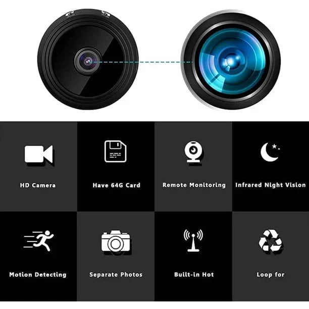 Portable & discreet magnetic security camera for versatile video surveillance, easily controlled by app.