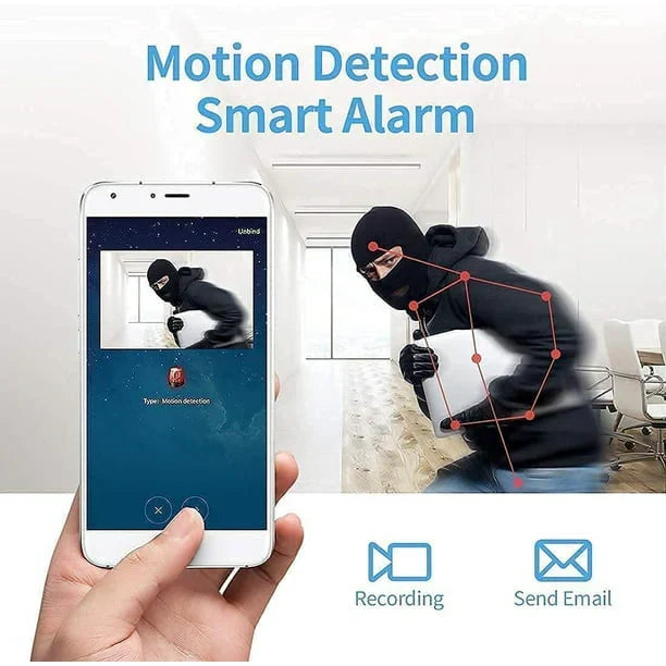 Wireless magnetic mini camera for video surveillance with app control, offering live feed & night vision.