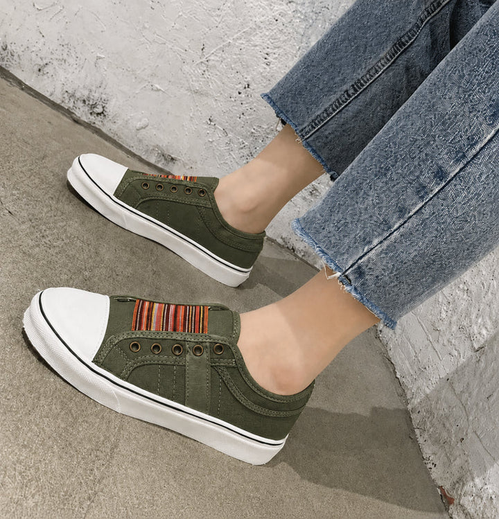 Stylish women's slip-on sneakers for summer, featuring a comfortable, lightweight design for everyday casual wear.