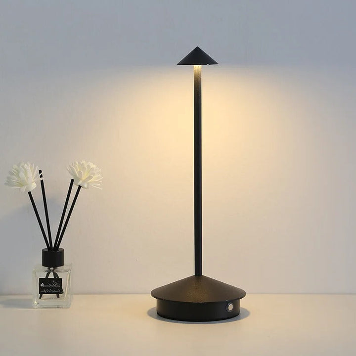 Cordless LED desk lamp with dimmable touch control, 3 light modes, perfect for modern home offices.