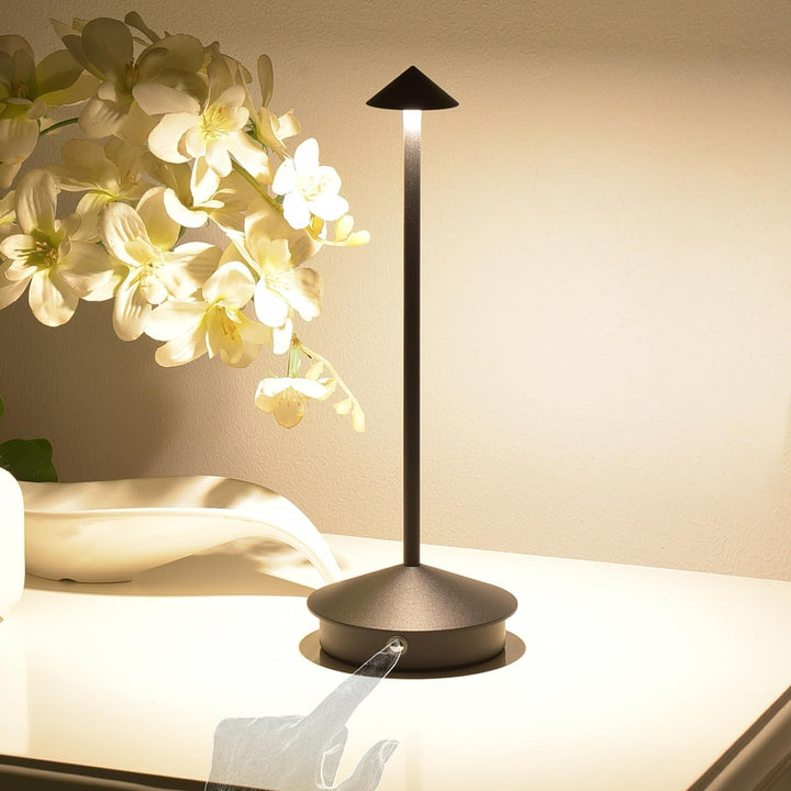 Modern LED table lamp with intuitive touch control, 3 adjustable light modes, sleek cordless design.