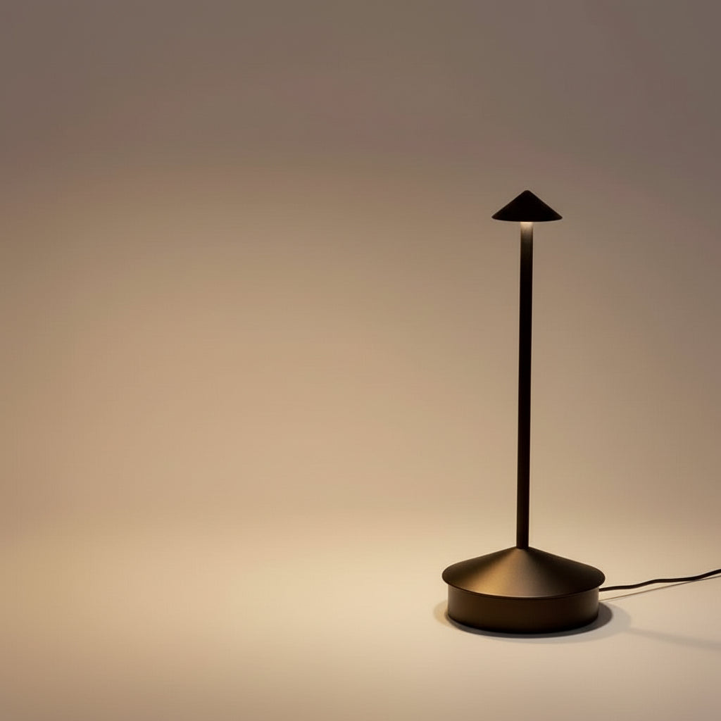 Cordless LED desk lamp: dimmable, 3 light modes, touch control, portable, rechargeable modern lighting.