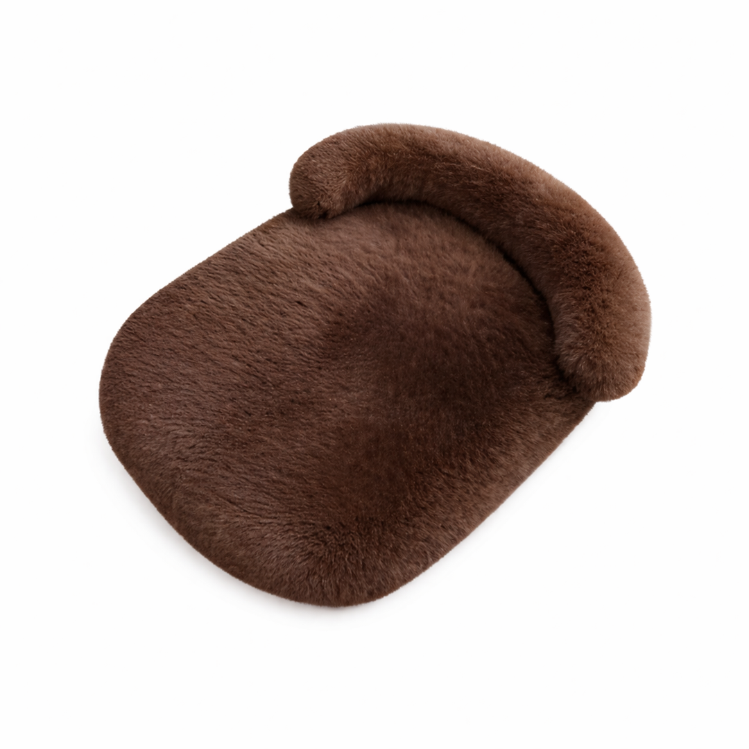 Durable anti-slip dog bed, plush and washable, providing a cozy, stable sleeping area for pets.