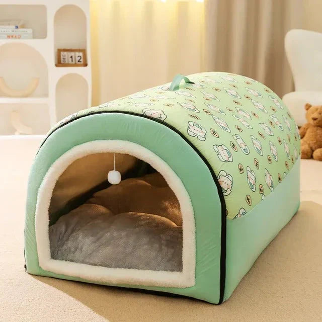 New gray Cozy Pet Cave Bed, an enclosed pet den offering a private, snug retreat for ultimate cat & dog comfort.