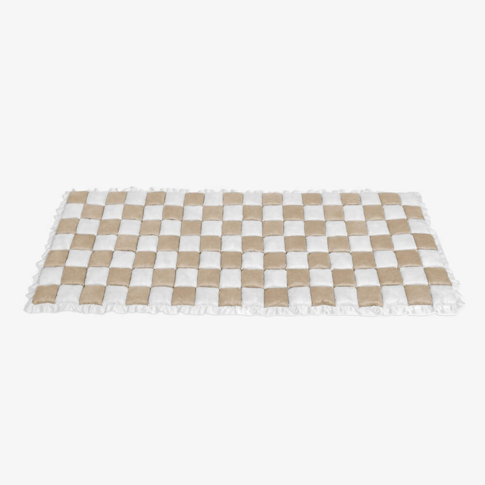 Versatile plaid pet mat & couch cover. Use as dog bed, cat bed, or furniture protector. Chenille & washable.