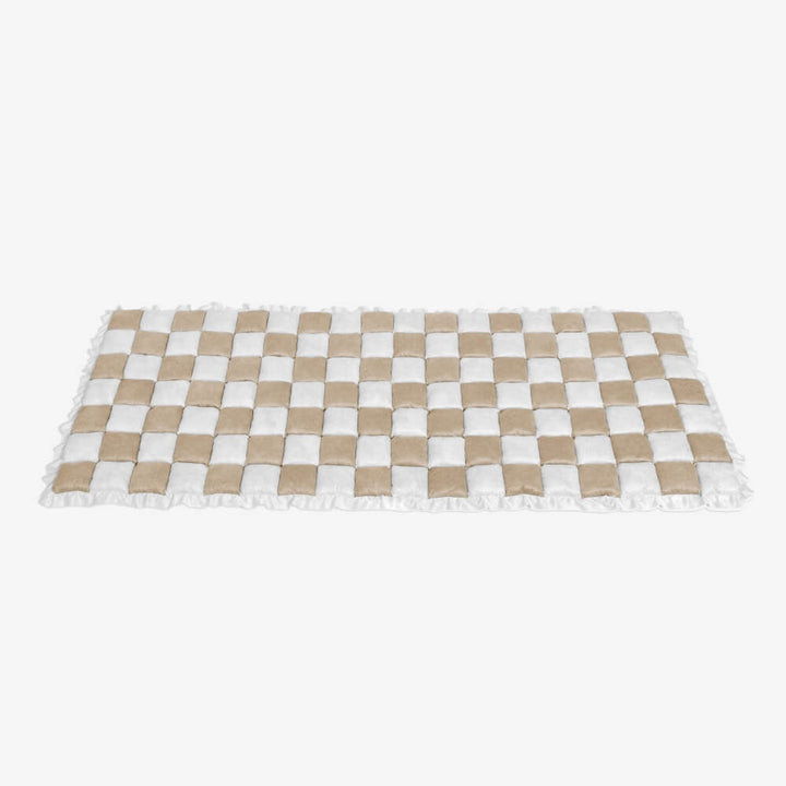 Versatile plaid pet mat & couch cover. Use as dog bed, cat bed, or furniture protector. Chenille & washable.