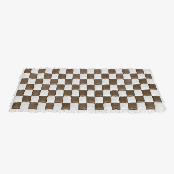 Durable anti-slip plaid pet furniture cover & mat. Stylishly protects sofas from pets and spills.