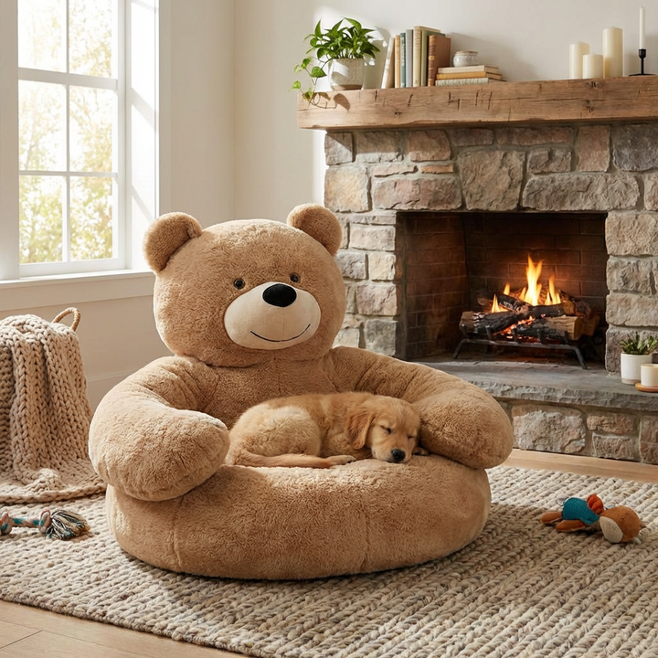 Cozy plush pet bed for cats and small dogs, featuring a removable, machine-washable cover. Perfect for winter warmth.