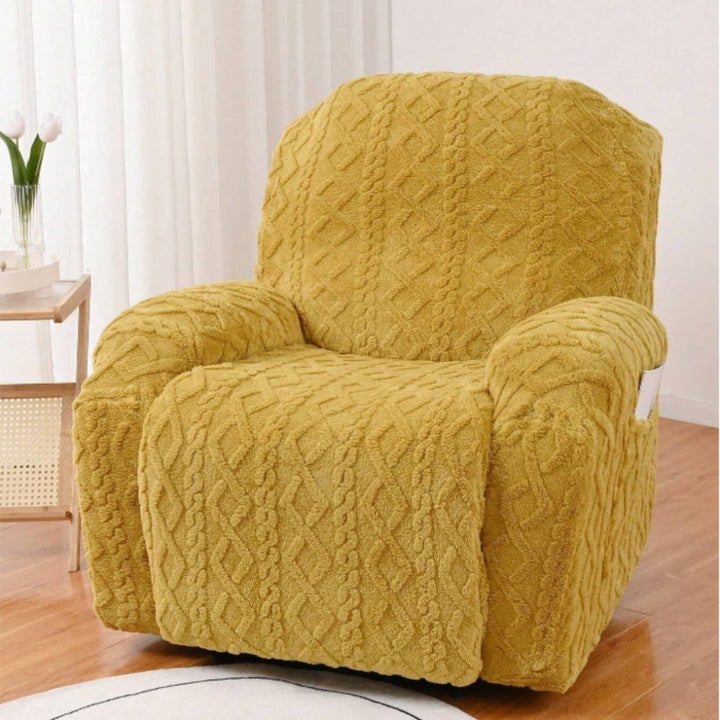 Unisex soft plush recliner cover, non-slip, offers winter warmth & cozy comfort. A stylish furniture protector.