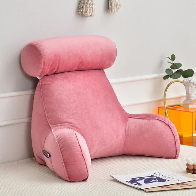 Cozy Reading Bed Pillow with Arms - Plush Velour Support - Lexians