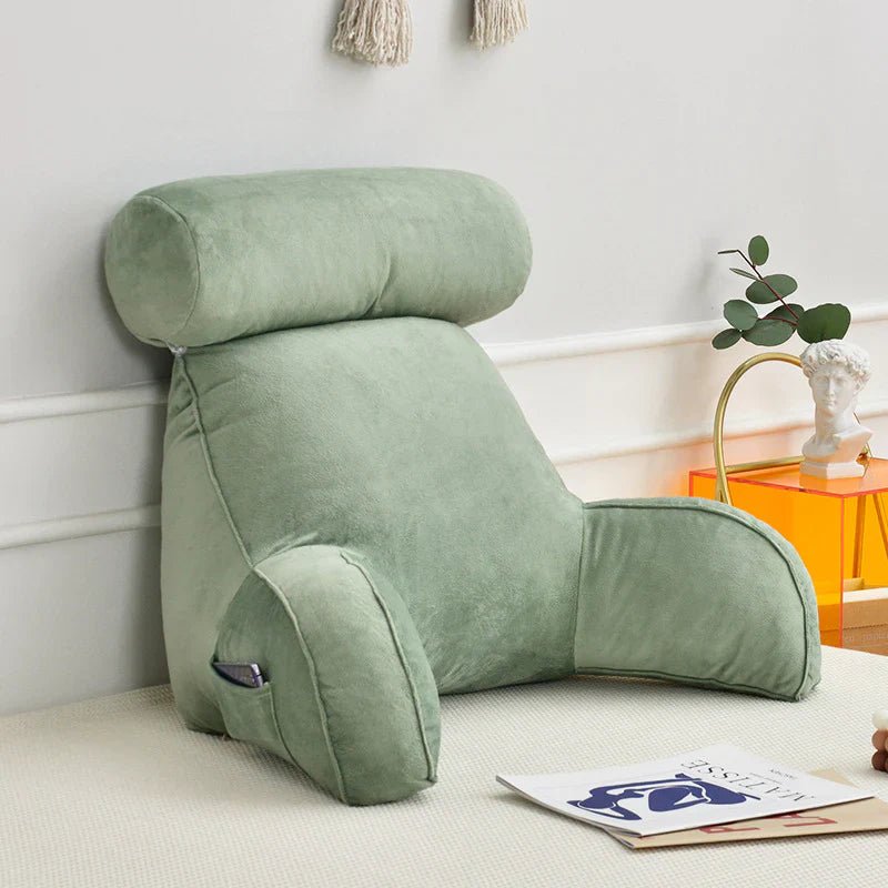 Cozy Reading Bed Pillow with Arms - Plush Velour Support - Lexians