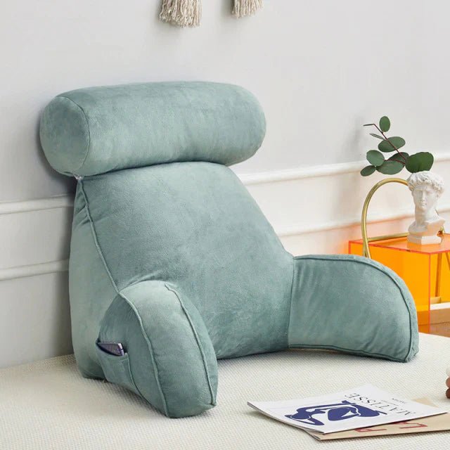 Cozy Reading Bed Pillow with Arms - Plush Velour Support - Lexians