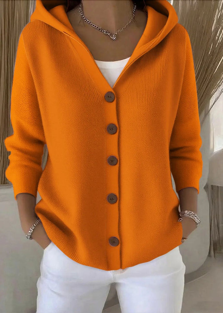Versatile women's hooded button-up cardigan. Offers everyday comfort & stylish layering for spring.