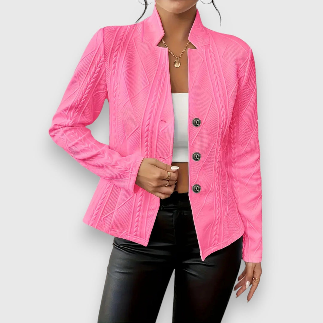 Modern women's knit sweater top. Chic long-sleeve pullover for comfortable, stylish everyday fashion.