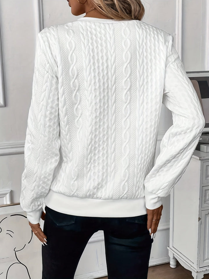 Stylish women's relaxed fit zippered sweater, a trendy and comfortable everyday top.