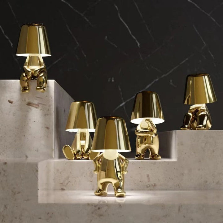 Creative dimmable table lamp with touch control, modern design for ambient lighting.