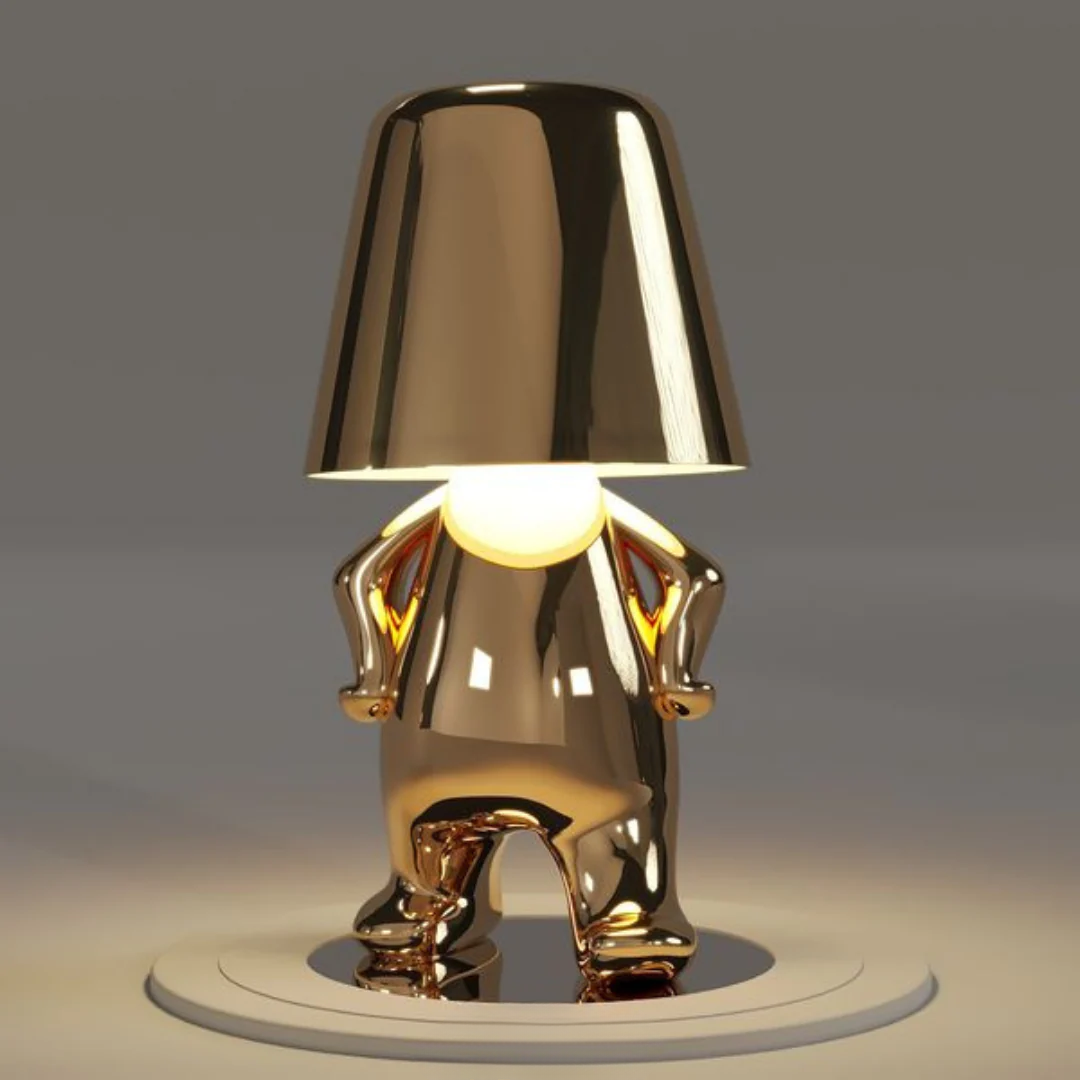 Dimmable touch control table lamp, wireless and rechargeable with a unique design.