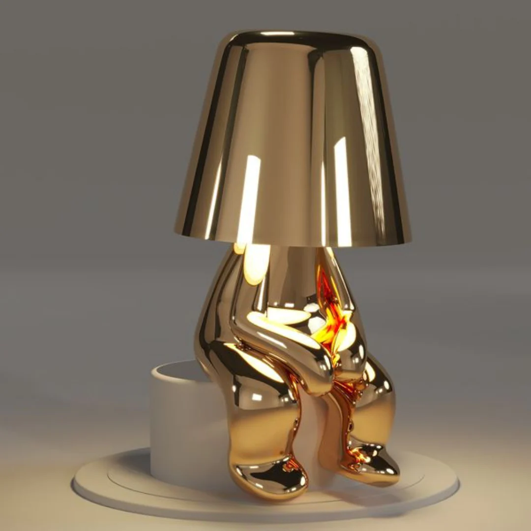 Resin table lamp, dimmable touch control for a creative and modern living space.