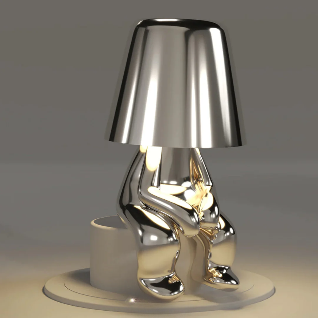 Compact portable dimmable table lamp, touch control for easy light adjustment.