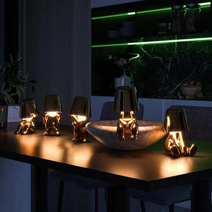 Modern dimmable bedside lamp, touch control LED for a warm, ambient light.