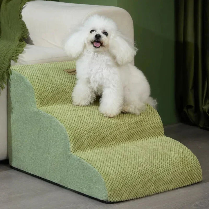 Washable cover pet stairs: Cushioned steps for joint support, ensuring safe & comfortable access for dogs & cats.