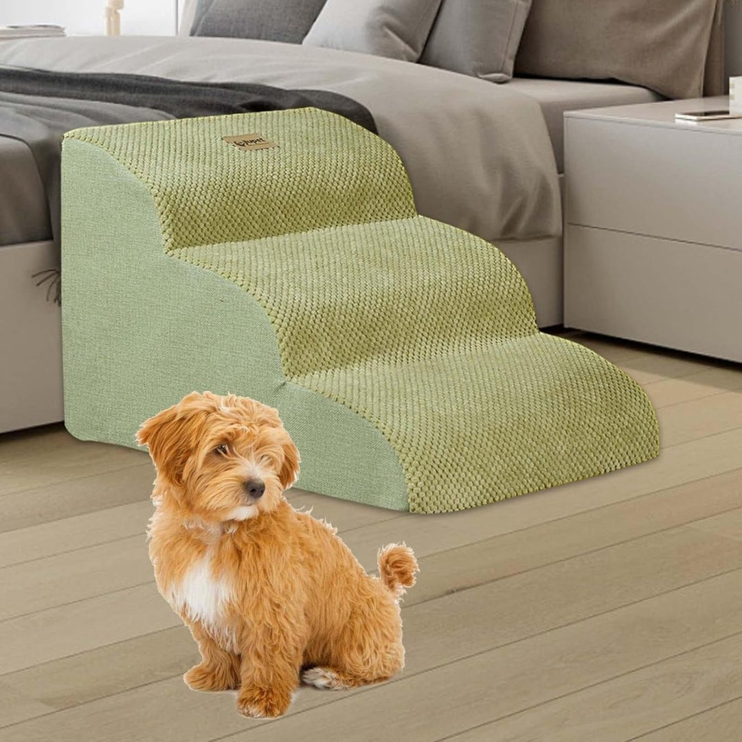 Washable pet furniture: Cushioned dog stairs ensuring safe and comfortable access for pets with joint issues.