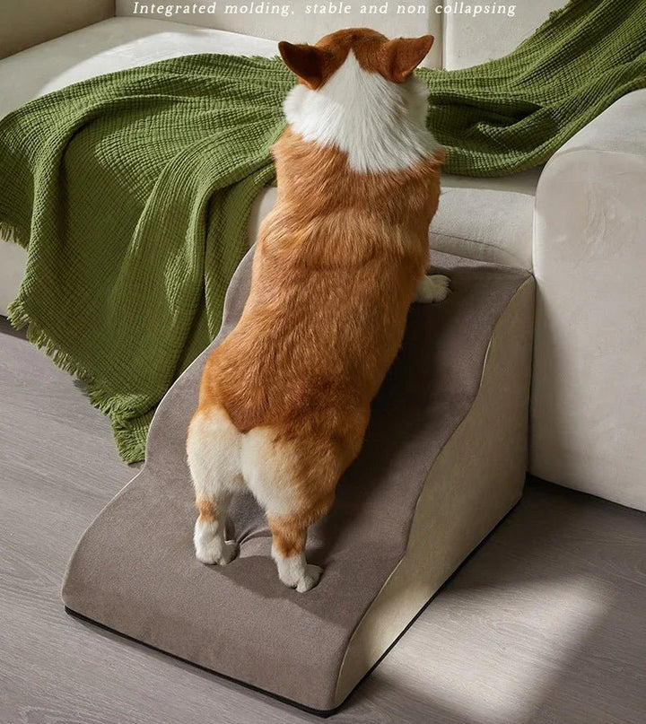 Comfortable dog steps: Cushioned pet stairs providing easy access and crucial joint support for aging dogs.