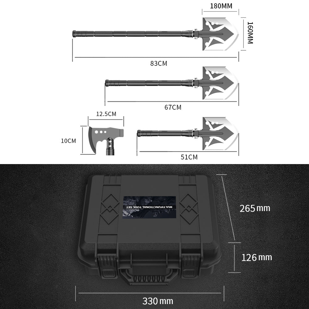 25-in-1 Survival Multi-Tool Shovel Kit for Outdoor Adventures