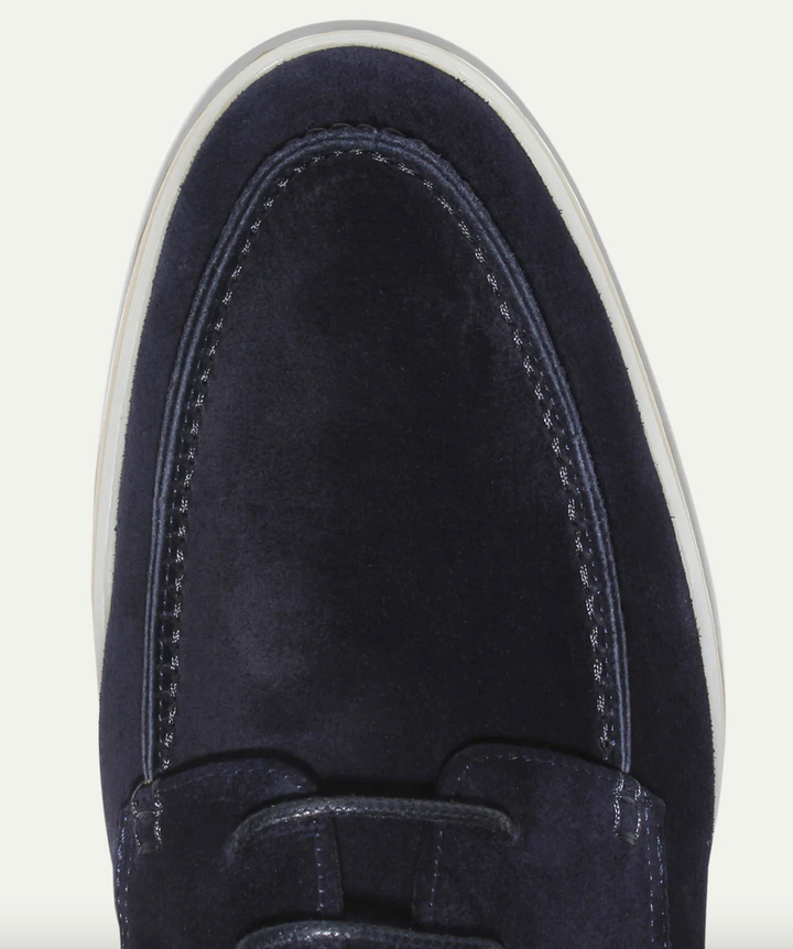 Modern beige men's lace-up loafers with rounded moc toe, versatile for dress shoes or smart casual.