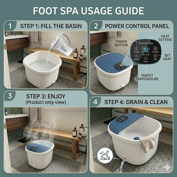 Home Foot Spa with Temperature Control and Bubble Massage