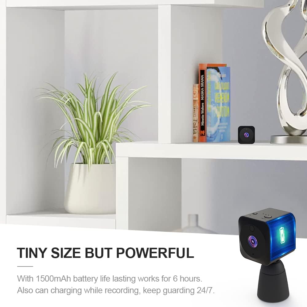 Discreet mini 4K WiFi indoor security camera with night vision. Hidden cam for smart home surveillance.