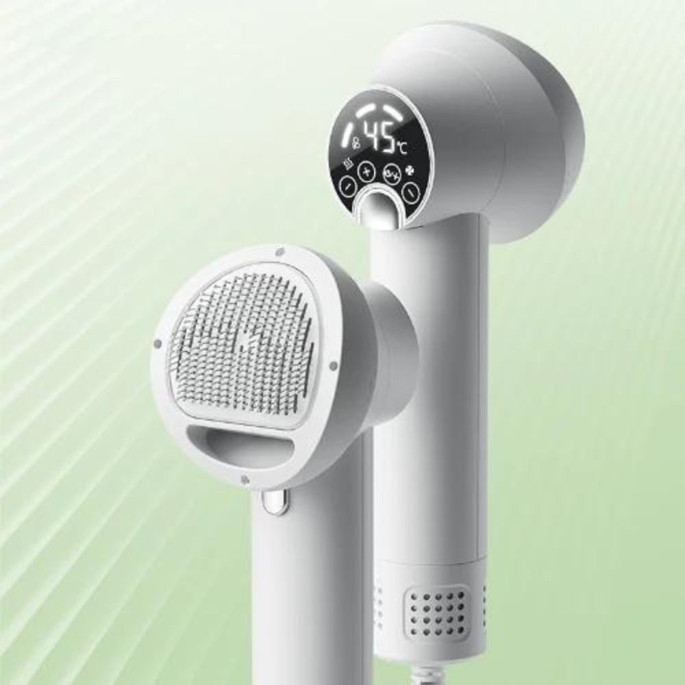 Efficient dog hair dryer & pet brush. Quickly dries and grooms your dog, reducing shedding. Top pet supplies.